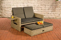 CLP Sofa, 5 mm, Natur/Anthrazit, Polyrattan 2er-Loungesofa Ancona I Rundrattan Garten- Mit, Farbe:Natur, Polsterfarbe:Anthrazit