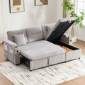 Luscriate Sofa, Hellgrau, Schlafsofa 3-Sitzer mit Stauraum, Ecksofa mit hydraulischer Chaiselongue & Schubladenbett