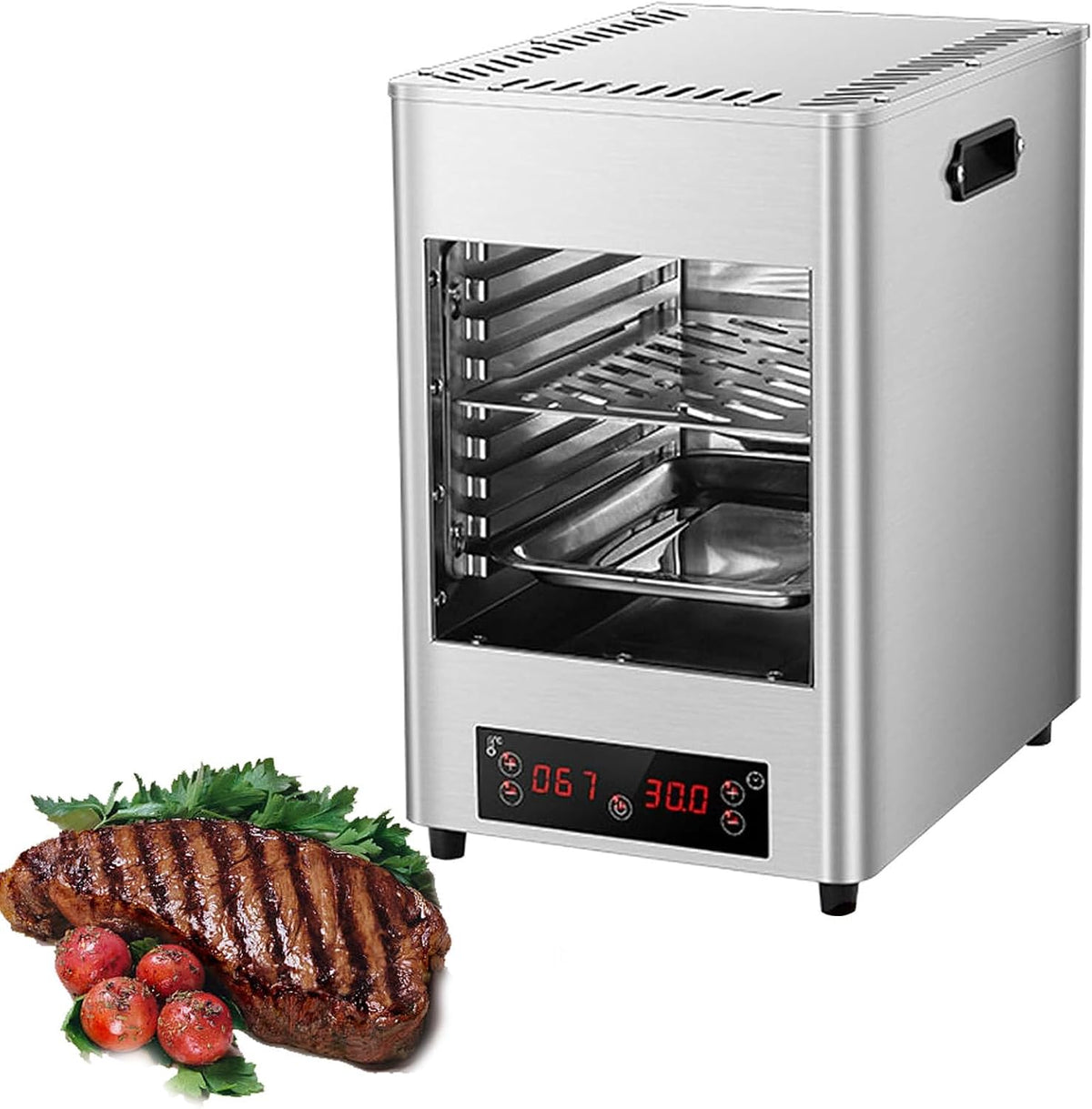 QFGain Heissluftfritteuse, 1700 W, 220 V, Schwarz, 8-Lagiger Elektrischer Steakgrill, Gewerblicher/Privater Arbeitsplattenofen