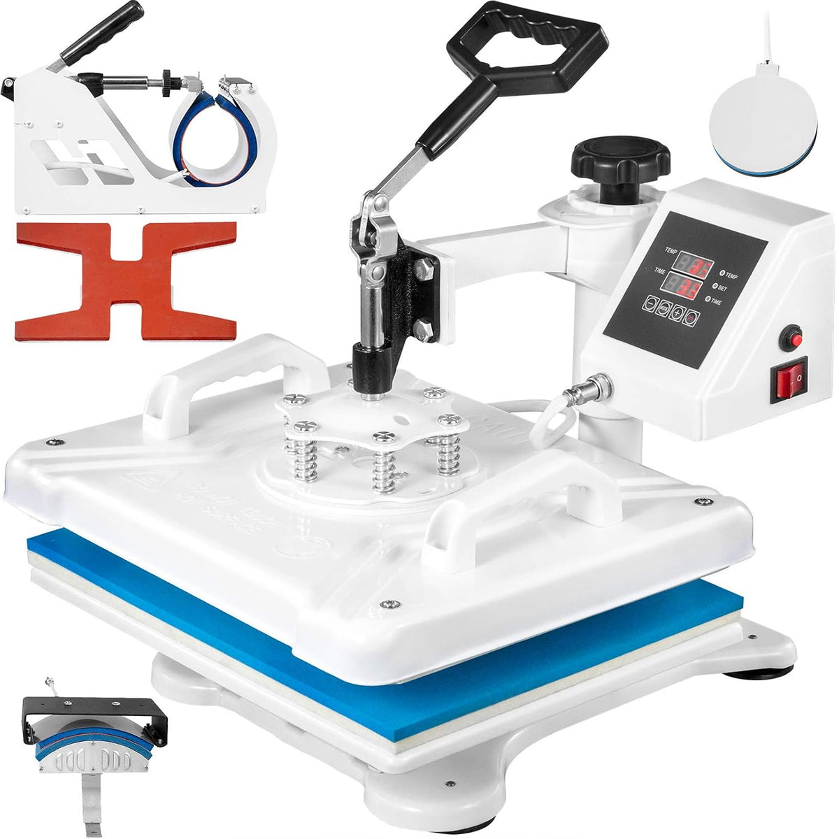 VEVOR Druckpressen, 29x38 cm, Schwarz, 5 in 1 Hitzepresse, Heat Press, Heisspresse mit genauen digitalen Zeitschaltuhr &