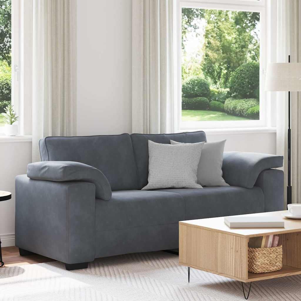 Sofa Keeushr, 180x77x82 cm, Dunkelgrau, Zweisitzer- Samt Alternative Zweisitzer mit weichem