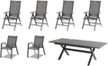 Hartman Esstisch, 220x100 cm, Grau, Xanadu/Aruba Garten-Essgruppe, xerix, Alu/Textilene/Glaskeramik, 2 Stapelsessel