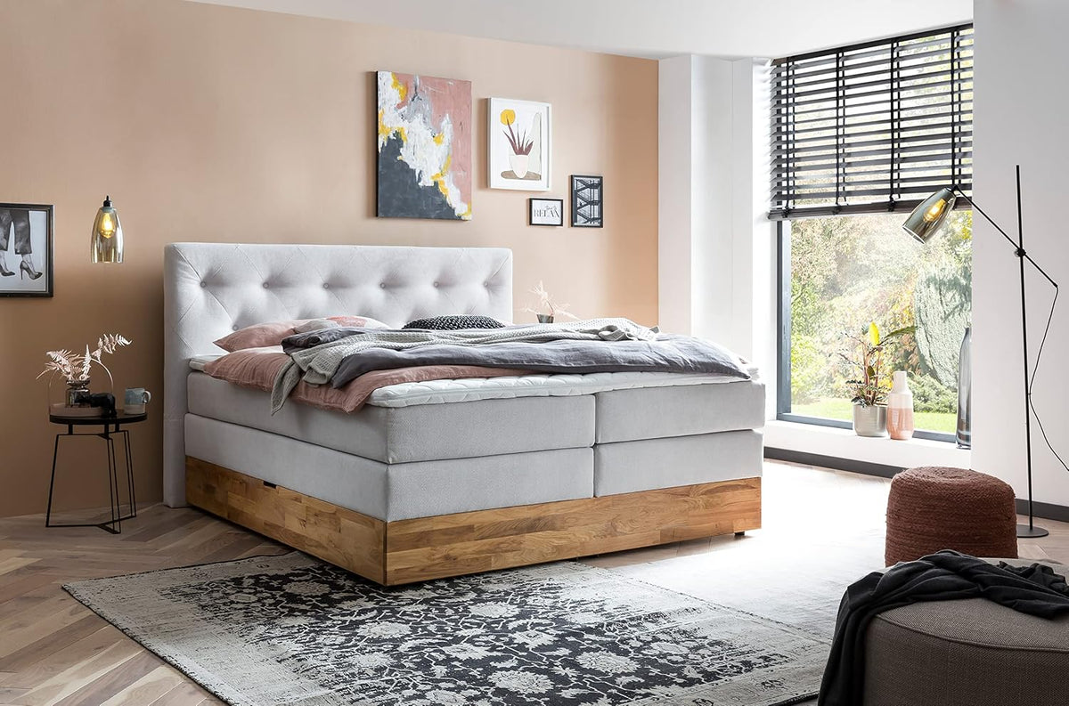 Belanoti Boxspringbett, Weissgrau, MARBO 180x200 mit Bettkasten 7-Zonen Taschenfederkern