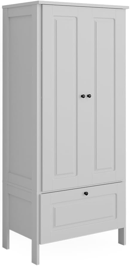 VitaliSpa Kleiderschrank, 83x187x53 cm, Der Kinderzimmerschrank besteht aus pflegeleichter 16 mm Spanplatte., Weiss