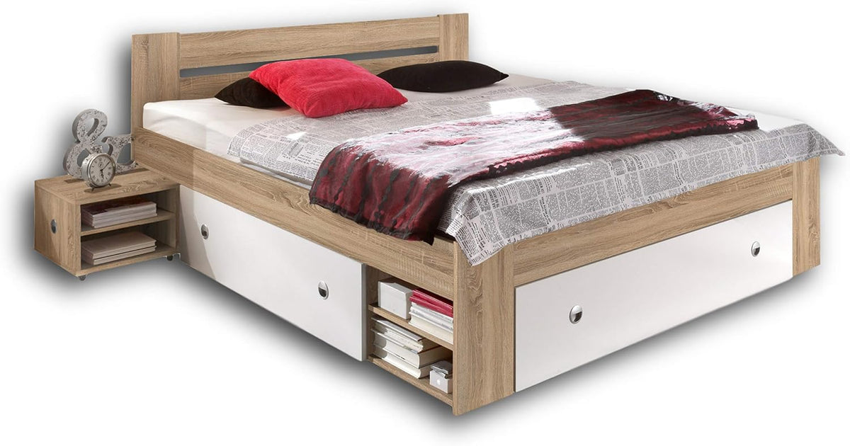 Stella Trading Sideboard, 145 x 86 x 204 cm, 140 x 200 cm, Eiche Sonoma/Weiss