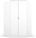 Kleiderschrank Rauch Möbel, 117x199x117 cm, Weiss, Bremen Eckschrank Schrank in 2-türig inklusive Zubehörpaket, 9 Einlegeböden BxHxT