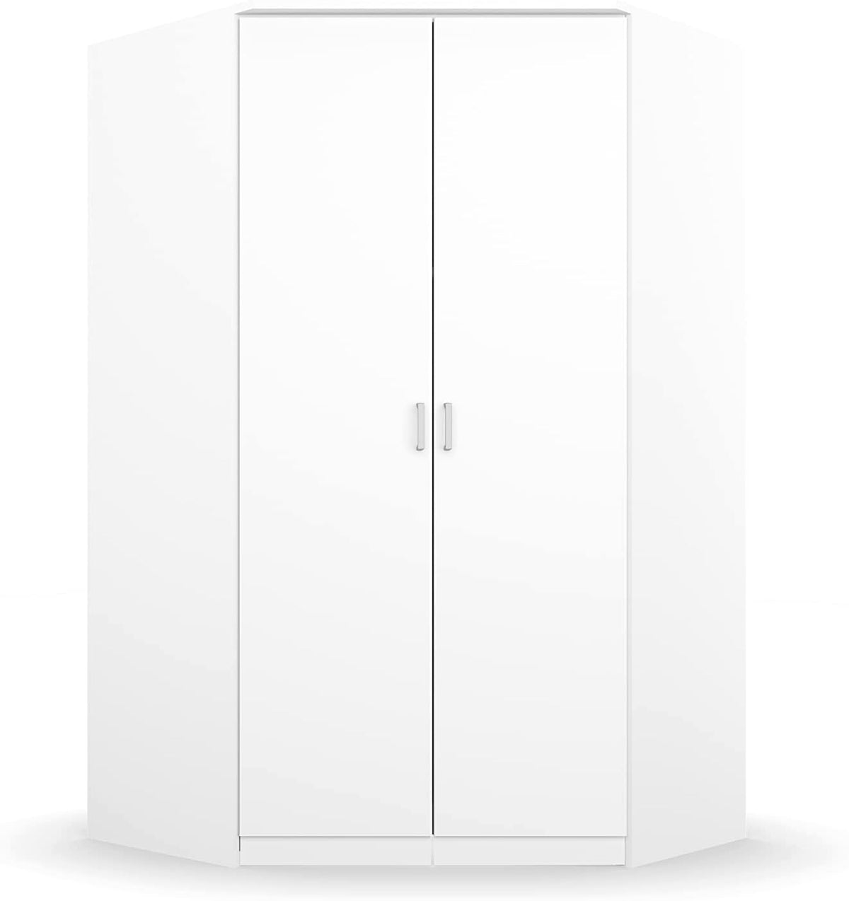 Kleiderschrank Rauch Möbel, 117x199x117 cm, Weiss, Bremen Eckschrank Schrank in 2-türig inklusive Zubehörpaket, 9 Einlegeböden BxHxT