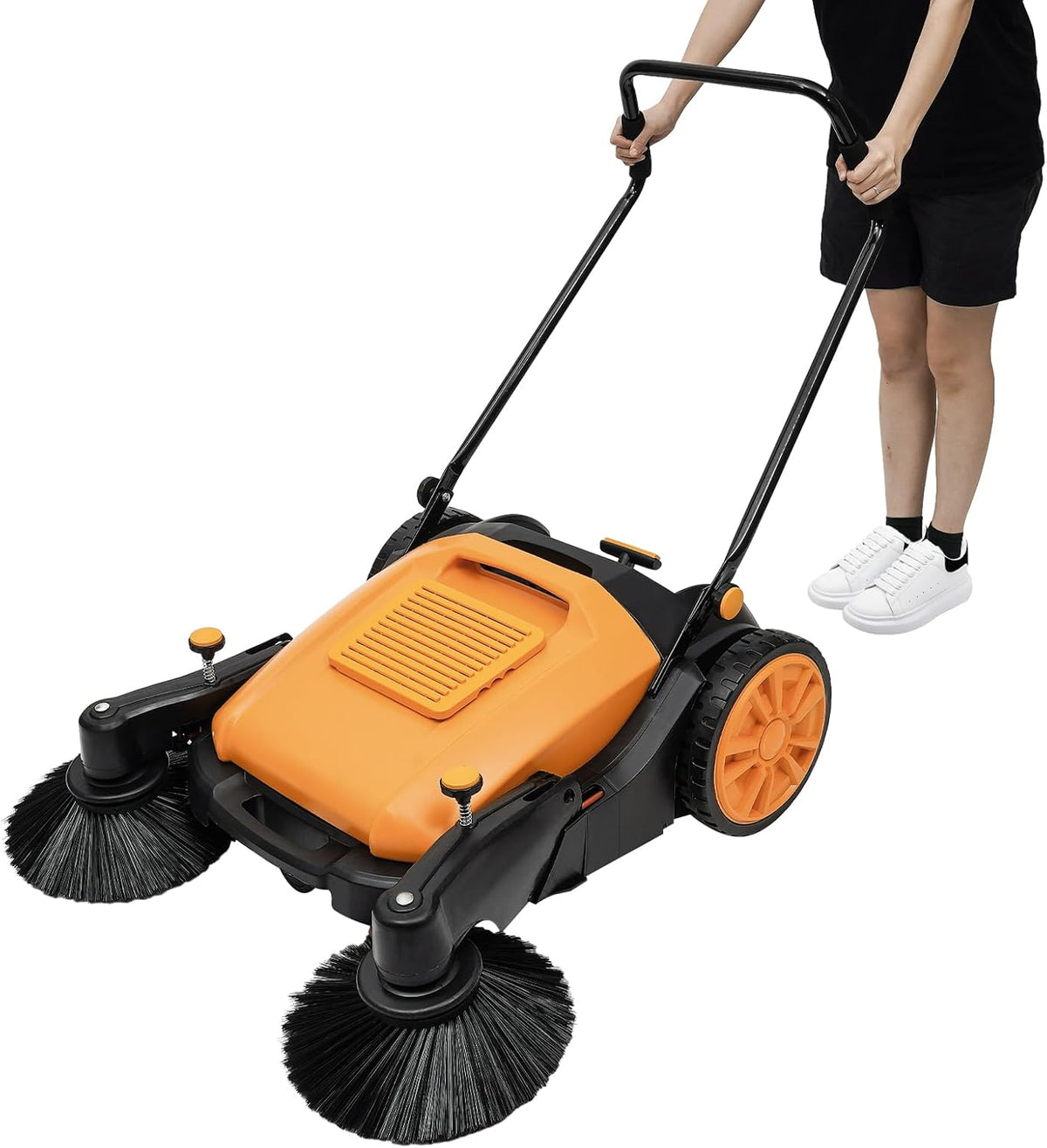 PattenlLevi Kehrer, 105 mm, 48 cm, 55 L, ABS, Nylon, Schwarz, Kehrmaschine 41inch Manuell Push Sweeper(Kehrbehälter