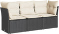 Sofa vidaXL, Schwarz/Beige, Garten Sofagarnitur mit Kissen 3-TLG., Gartensofa mit modularem Design, Sitzgruppe für Terrasse Garten