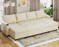 Devoko Sofa, Beige, Ecksofa mit Schlaffunktion und Bettkasten L-Form 3-Sitzer