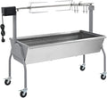 faucqel Holzkohlegrill, Braun, Spanferkelgrill Metzgergrill mit elektrischem Antrieb, höhenverstellbar, mobil, geeignet für Holzkohle