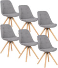 WOLTU Schminktisch, Grau/Hellbraun, Esszimmerstühle 6er Set, Küchenstuhl, Skandinavisch Design, Stuhl, Loungesessel