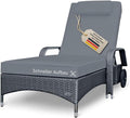 RS Trade Liegen, 200 kg, Grau, Sonnenliege Gartenliege Wetterfest Rattan, XXL Relaxliege extra breit mit Rollen & Armlehnen