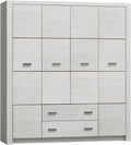 Mirjan24 Kleiderschrank, Weiss, Drehtürenschrank Indiano I-18, mit 2 Schubladen und 3 Kleiderstangen, Elegantes Schlafzimmer Schrank (Kraft Weiss)