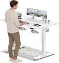 Devoko Schreibtisch, 140x70 cm, 25 mm, Weiss, Höhenverstellbarer mit 2 Motoren， Einteilige Tischplatte, Elektrisch Computertisch mit Kabel Management