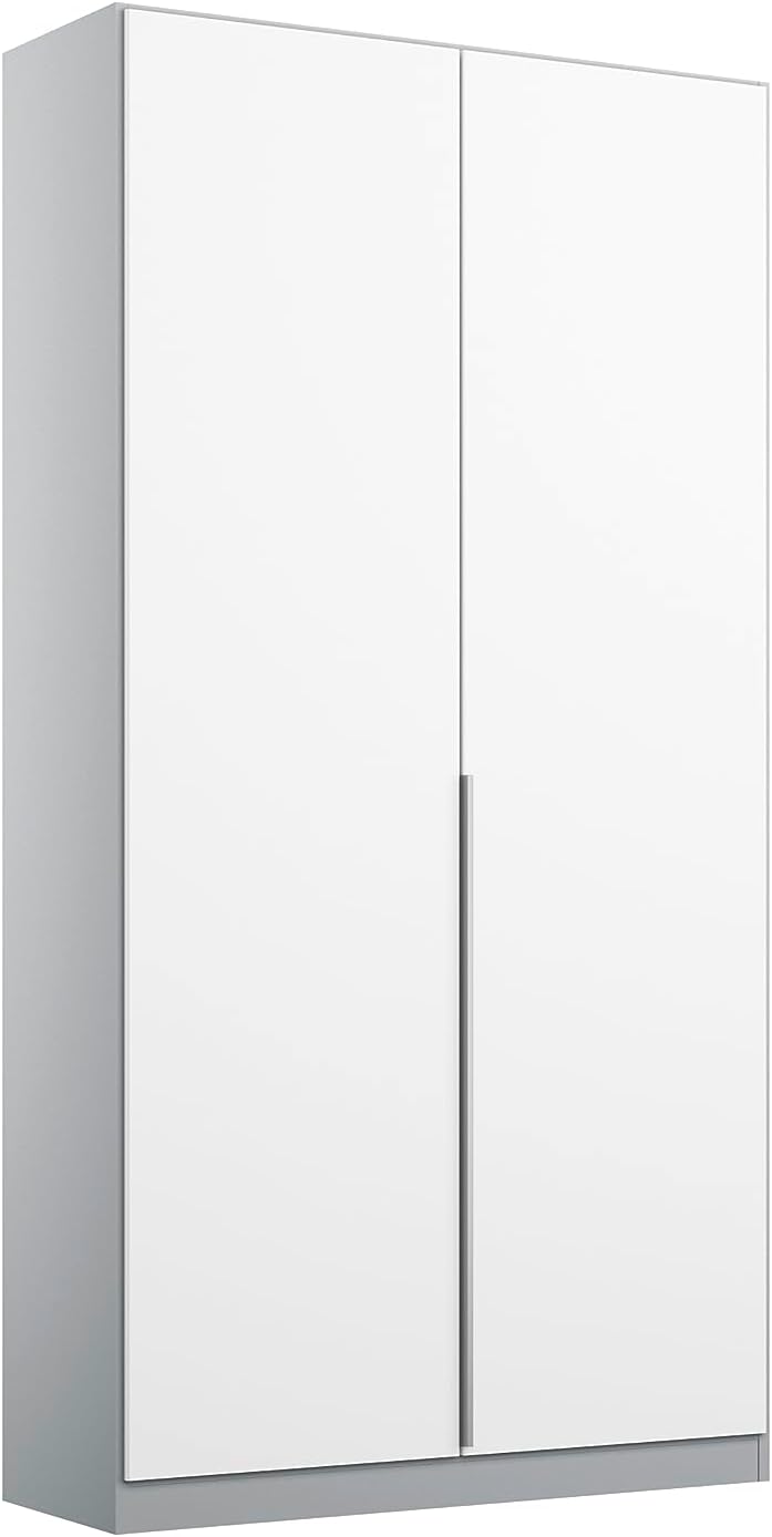 Kleiderschrank Rauch Möbel, 91 cm, Weiss/Seidengrau, Alabama, für Schlafzimmer, Kinderzimmer, Wohnzimmer, Garderobe