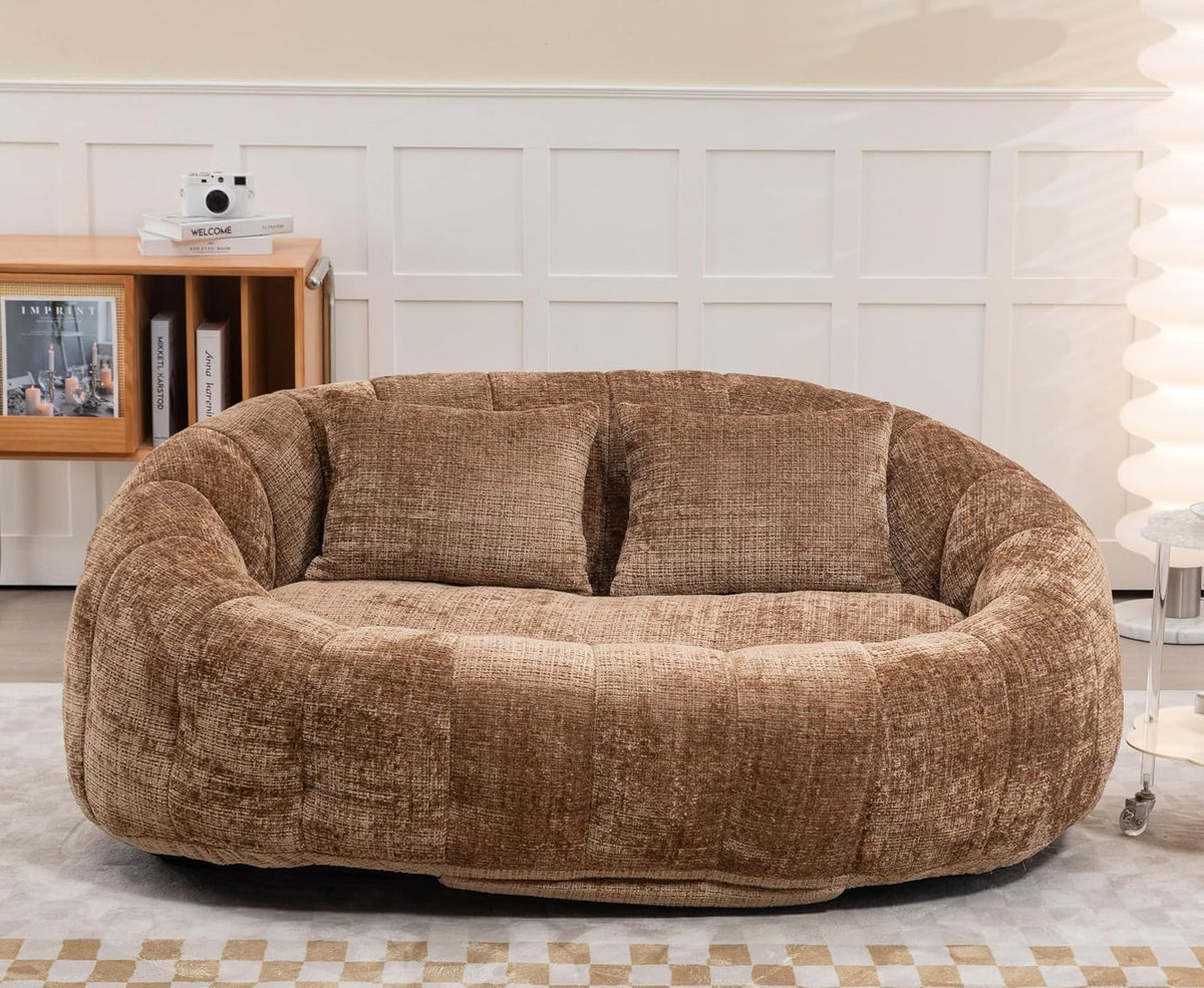 LIFEISLE Sofa, 145CM, Braun, Sitzsack 2 Sitzer Couch aus zerkleinerten Schwamm, Breit Loungesesse, Bean Bag Sessel Wohnzimmer Schlafzimmer Gästezimmer