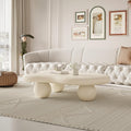 JJXDYM Beistelltisch, Creme, Schlichter Couchtisch in Wolkenform in Weiss/, moderner in Wolkenform aus Holz 39×27 für Wohnzimmer