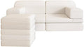 Sofa Home Deluxe, Beige, Spielsofa LIV inkl. Stapelsteine - Cord I Kinderspielsofa, Spielsofa mit Rutsche, Kinder mit Stapelsteinen