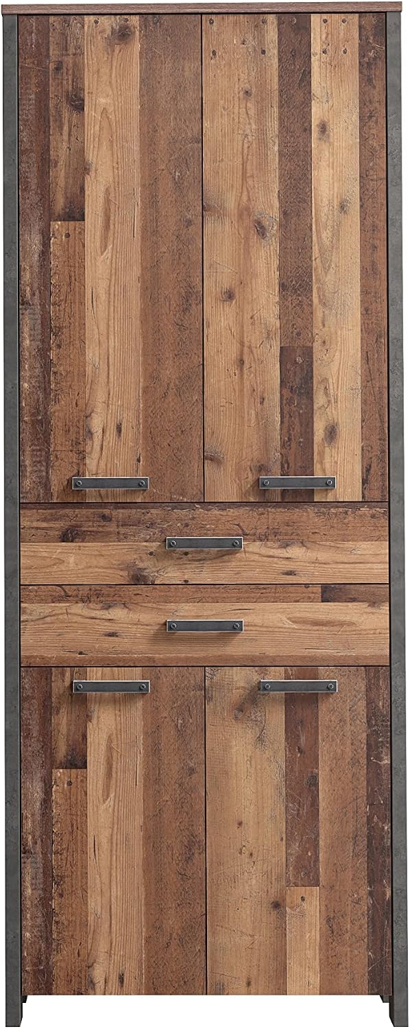 Forte Matratze, 86,7 x 220,7 x 41,6 cm, Holz Braun/Dunkelgrau, Clif Büroschrank mit 4 Türen und 2 Schubladen, Holzwerkstoff