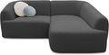DOMO. collection Sofa, 216 x 196 x 76 cm, Dunkelgrau, Ecksofa Ansina, kleine Couch in L-Form, mit Taschenfederkern