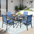 PHI VILLA Essgruppe, 94 cm, Blau/Schwarz, 5-Teiliges Gartentisch und Stühle Gartenmöbel für 4, Deck