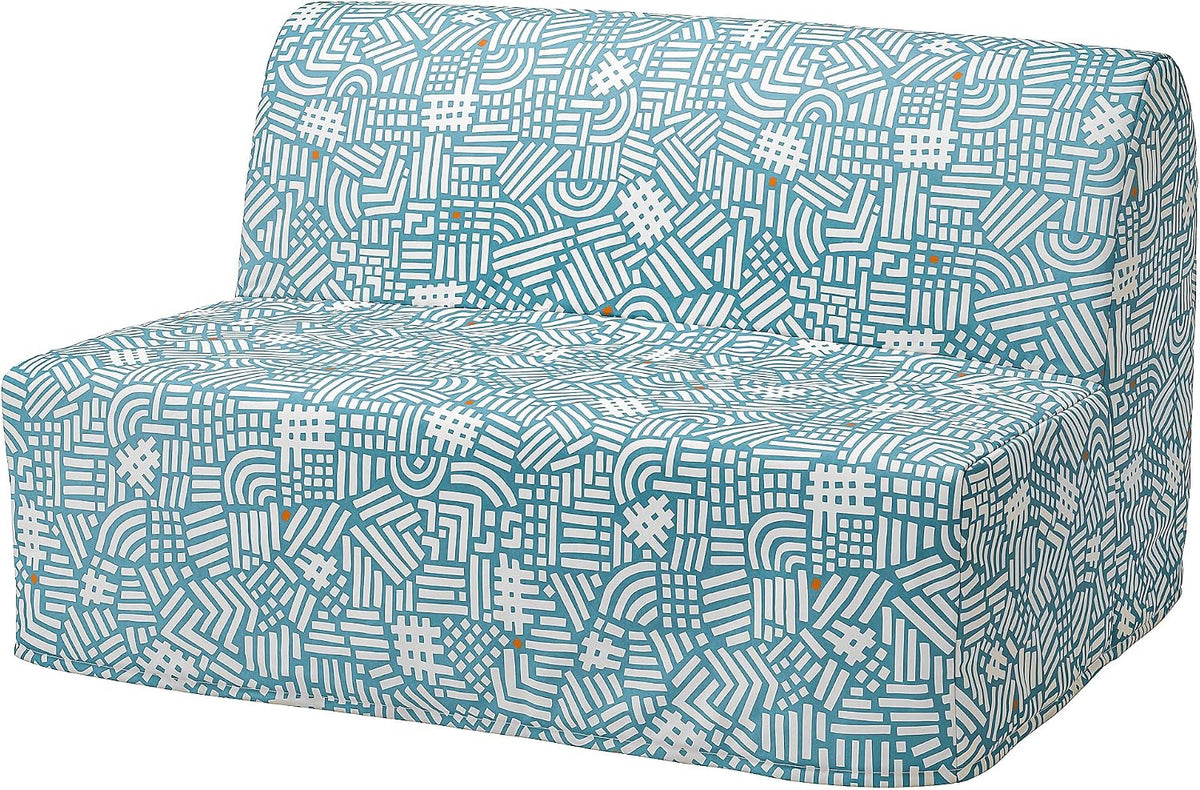 Ikea Sofa, Blau/Weiss, LYCKSELE LÖVÅS 2-Sitzer-, Tutstad mehrfarbig