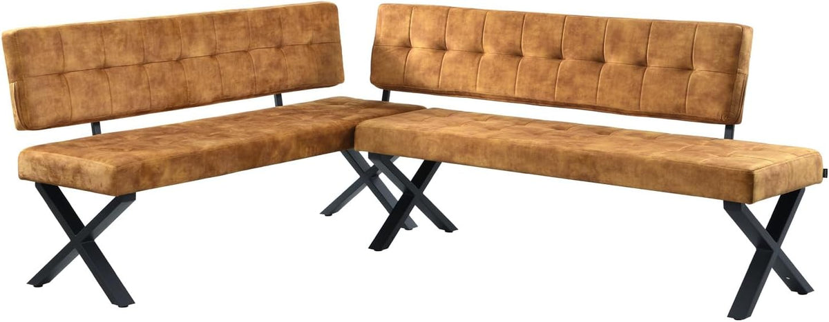 B&D home Esszimmerstuhl, 160×160 cm, Gelb/Schwarz, ® Eckbank EKA L-Kombi, modulare Esszimmerbank mit Lehne, beidseitig montierbar (Links/rechts)