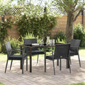Gartenmöbel-Set Owoxanthellate, 140 x 70 x 73 cm, PE-Rattan, Schwarz/Grau, Gartenmöbel 5-teilig Schwarz Grau PE Rattan wetterfest