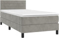 vidaXL Bettrahmen, 90x200 cm, Samt (100% Polyester), Sperrholz, Holzwerkstoff, Hellgrau/Weiss