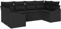 KKgypkn Sofa, Poly-Rattan, Schwarz, Modulares Gartensofa-Set 6-teilig mit Speicher aus, bestehend aus 2 Ecksofas