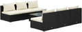 Sofa vidaXL, PE-Rattan, pulverbeschichteter Stahl, Kunststoff und Glas, Schwarz/Beige