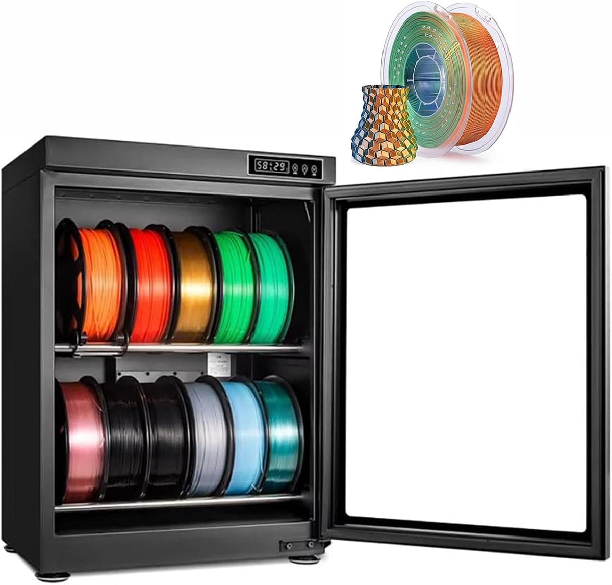 DPQYJPP 3D-Drucker, 70 L, Weiss, Trockenschrank Für 3D-Druckfilament, Aufbewahrungsschrank Mit Luftentfeuchter, Fasst 10
