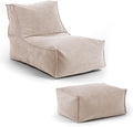 mokebo Sitzsäcke, Beige, ® Sitzsack mit Hocker für Kinder & Erwachsene 'Der, Bean Bag mit EPS-Perlen Füllung, Relaxliege für drinnen