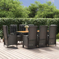 Festnight Essgruppe, PE-Rattan, pulverbeschichteter Stahl, Braun/Schwarz, Gartenmöbel Set 8 Stühle mit Tisch Verstellbar Rattan