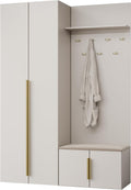 Mirjan24 Schuhschrank, Sandbeige, Garderobe-Set Kerkin I, Kleiderschrank + + Kleiderhakenbrett, Flurgarderobe, Wandgarderobe ( + Paros 02)