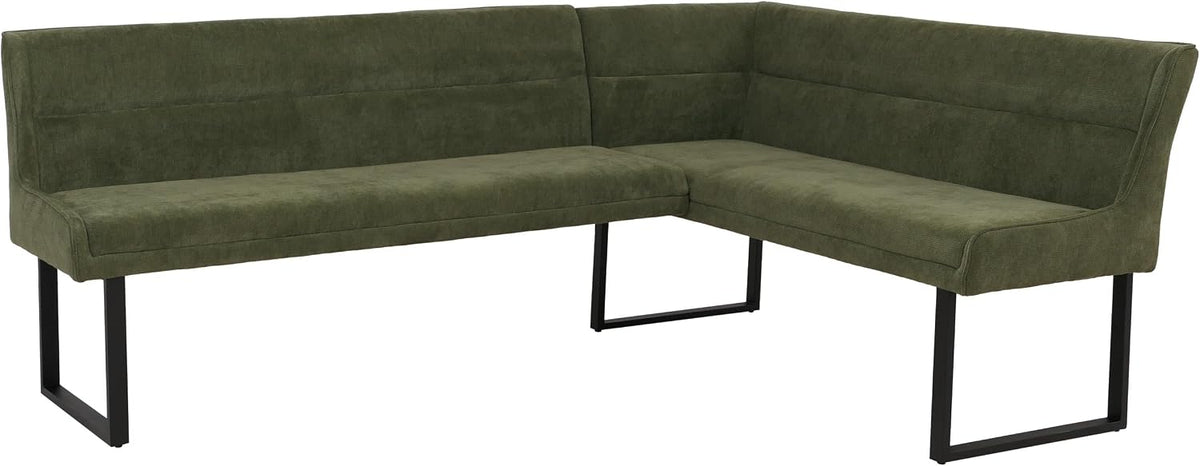 Mendler Küche Haushalt & Wohnen,Möbel,Esszimmer, 210x159 cm, Grün, Eckbank HWC-O81, Esszimmerbank Bank, Öko-Tex (310 g/m²) Chenille Stoff/Textil