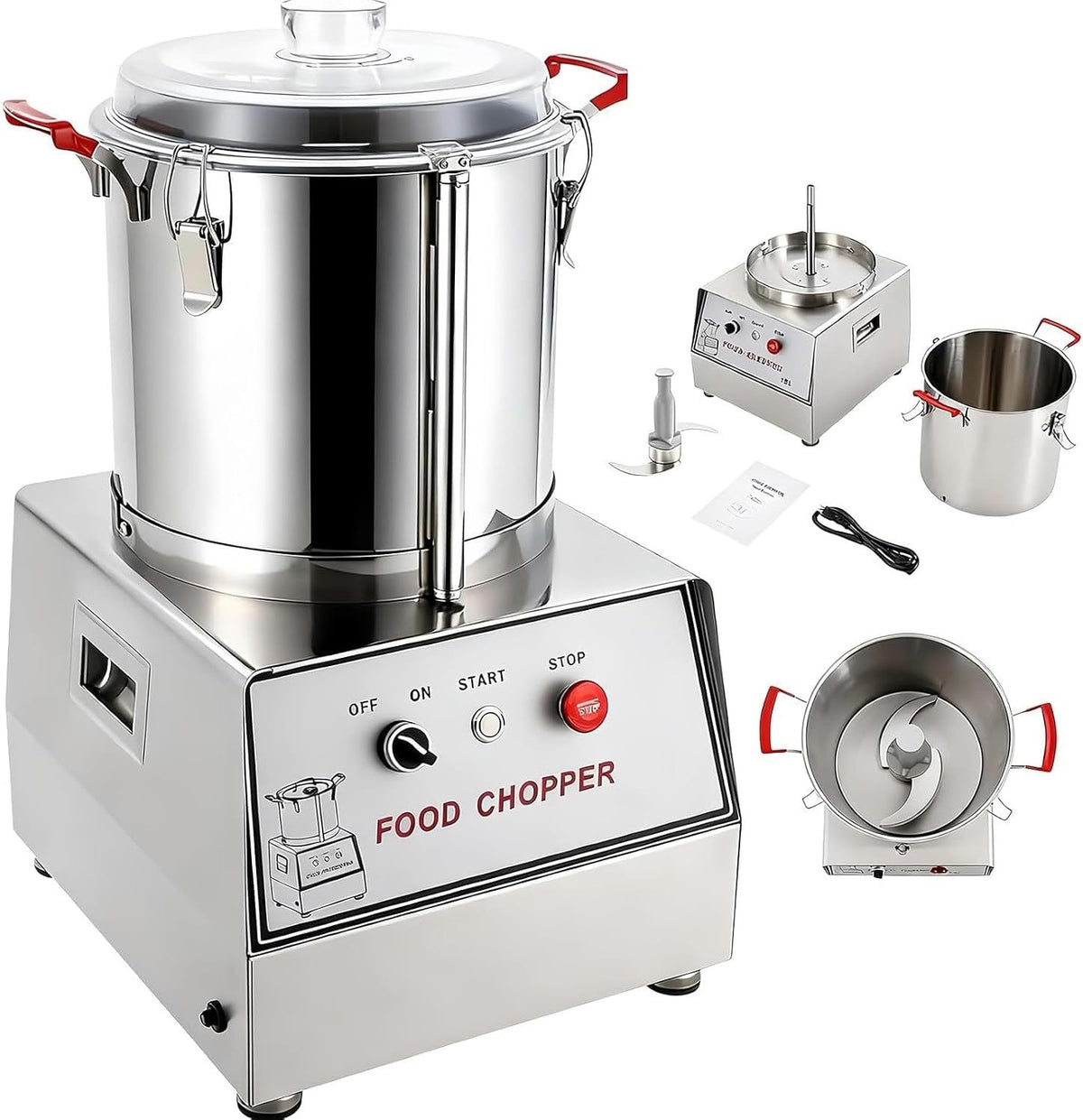 UORDBY Universalzerkleinerer, 5 l / 7 l / 10 l / 15 l, 950 W / 1100 W / 1800 W, 15 L, Edelstahl, Silber
