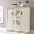 Wohnzimmerschrank Lomadox, Weiss/Hellbraun, Highboard im Landhaus Stil in Pinie Weiss