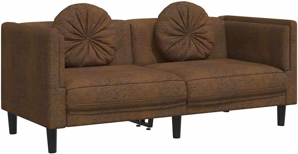 Sofa vidaXL, Braun, 2-Sitzer mit Kissen Couch Loungesofa Polstersofa Wohnzimmer