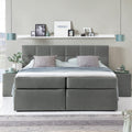 Furniture for Friends Boxspringbett, 200x200 cm, Hellgrau, 3F Bea Härtegrad H2/H3, 7-Zonen Taschenfederkern Matratze + Visco Topper