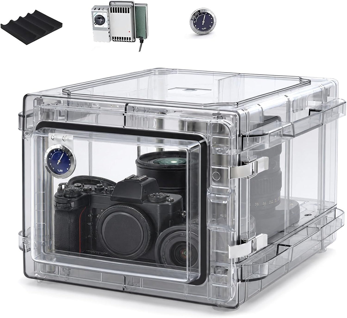 ABS Luftentfeuchter, 26 l, 42 l, 58 l, 74 l, Transparent, Trockenschrank für Kameras, / / /, Elektronischer mit Hygrometer