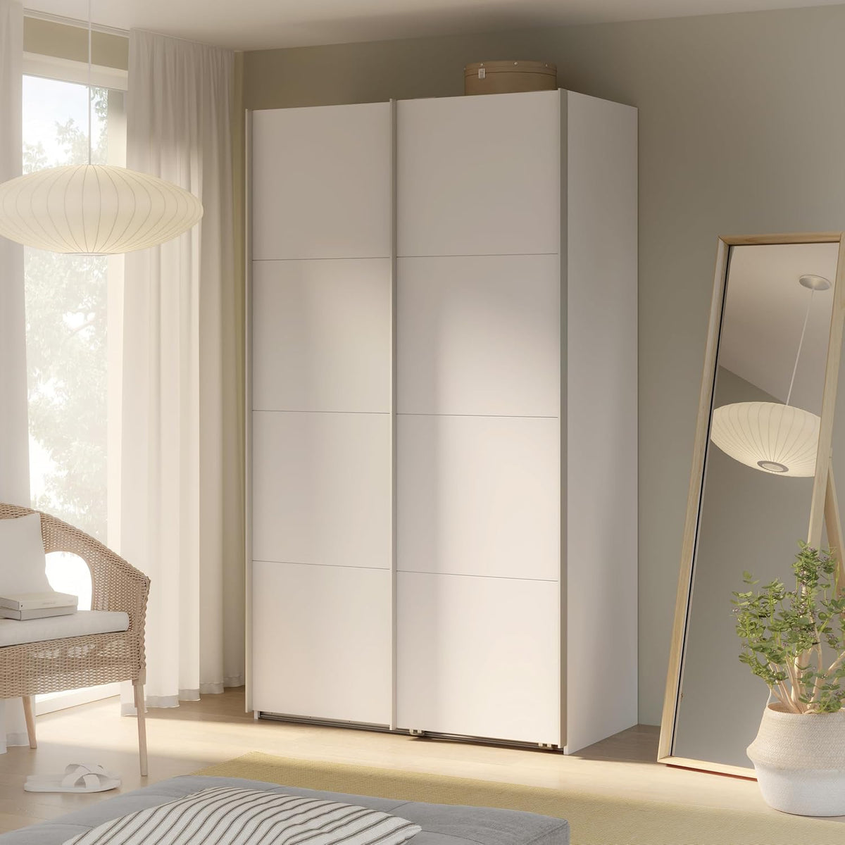 Kleiderschrank Forte, 120,1 cm, 210,5 cm, 62,9 cm, Weiss, SOPHISTISPACE 120, Moderner Schrank mit 2 Schwebetüren