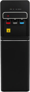MIKIYUEER Kühler & Wasserspender, 32 × 31 × 96 cm, 550 W, 5 L, Schwarz, Wasserspender mit Bodenbeladung, Heiss Kalt Raumtemperatur