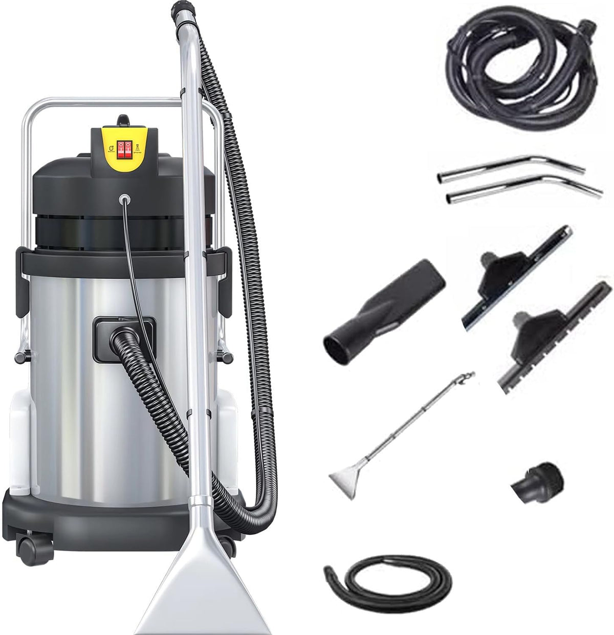 Sofa RETRIN, 40 L, Edelstahl, Kunststoff, Schwarz, Nass-Trocken Wasserstaubsauger 230 mbar, Teppichreinigungsgerät mit Sprühfunktion