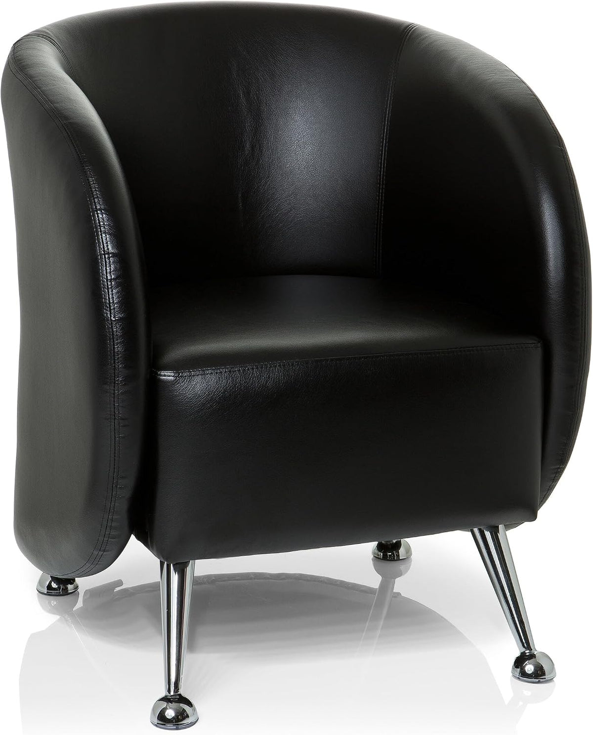 hjh OFFICE Ohren- & Armlehnensessel, Schwarz, Polstersessel ST. Lucia Kunstleder Lounge-Sessel mit, 713200