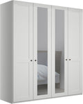 WIEMANN Kleiderschrank, 200 cm, 216 cm, Weiss, Drehtürenschrank mit 2 Spiegeltüren mittig, Landhausstil breit, mit Spiegeltüren