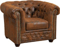 MASSIVMOEBEL24.DE Relaxsessel, Braun, Chesterfield - Sessel aus Polyester vegan 94x86x72 Beine