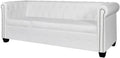 Sofa Emmtore, Kunstleder-Bezug + Holz-Rahmen, Weiss, Chesterfield- 3-Sitzer Kunstleder Ledersofa Polstersofa