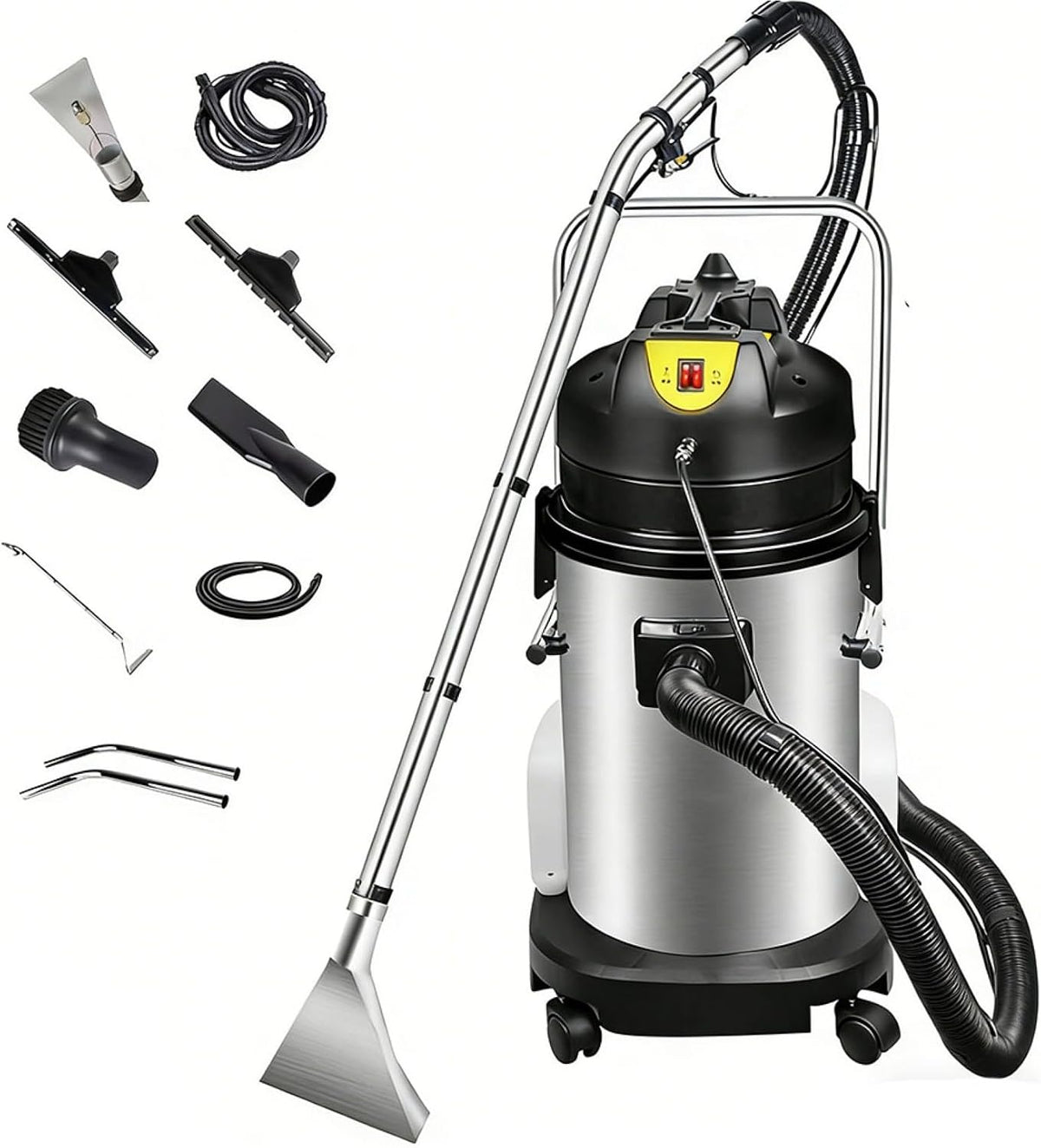 Kommerzielle Staubsauger, 30 L, Schwarz, Teppichreinigungsmaschine, 4-Rad Tragbarer Extraktor Nass-trocken-Reiniger Kapazität